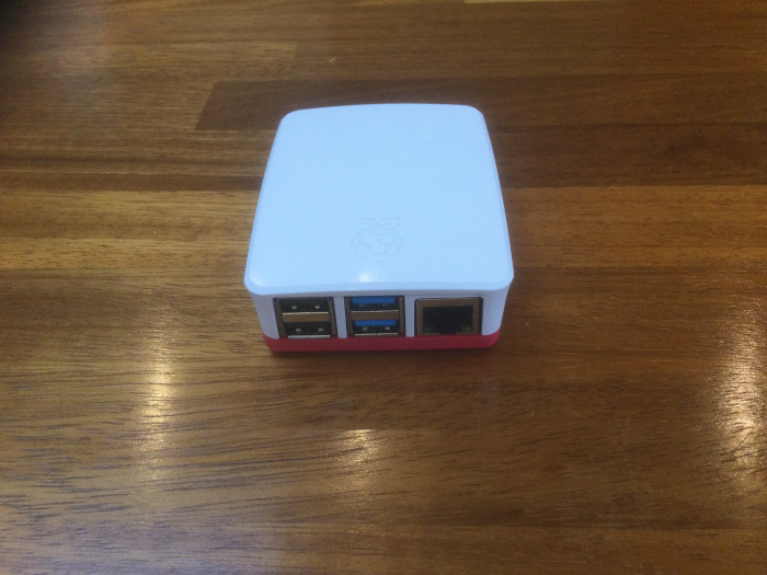 The Raspberry Pi in its case